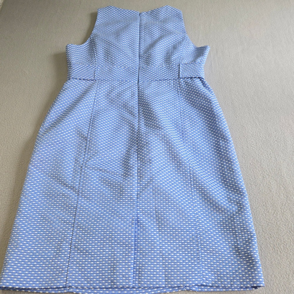 Tahari-Levine Studio Sheath Dress Womens 14 Blue Textured Gold Button 8127M509 - Picture 2 of 8